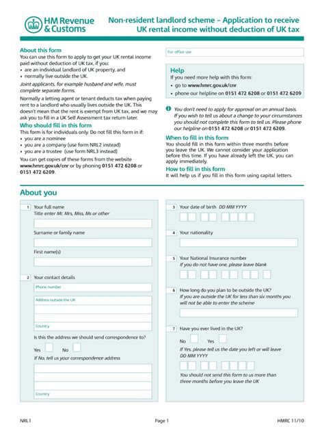 form nrl1 non resident landlord